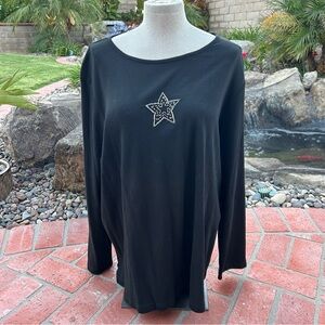 NWT Macy's Charter Club Black Star Embellished Women's Top